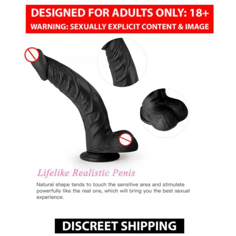9 Inch Premium Silicone Suction Base Massager – Black Personal Wellness Device