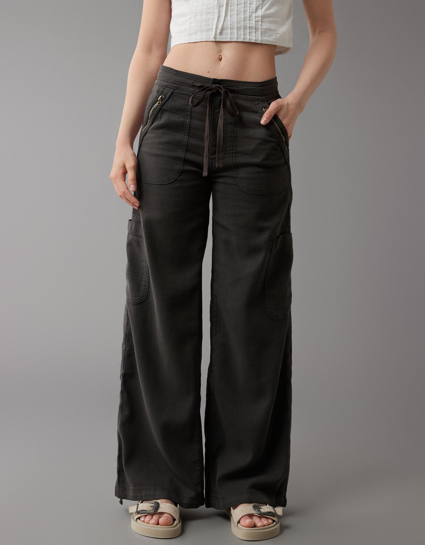 Linen-Blend Wide-Leg Cargo Pant(BUY 2 FREE SHIPPING)