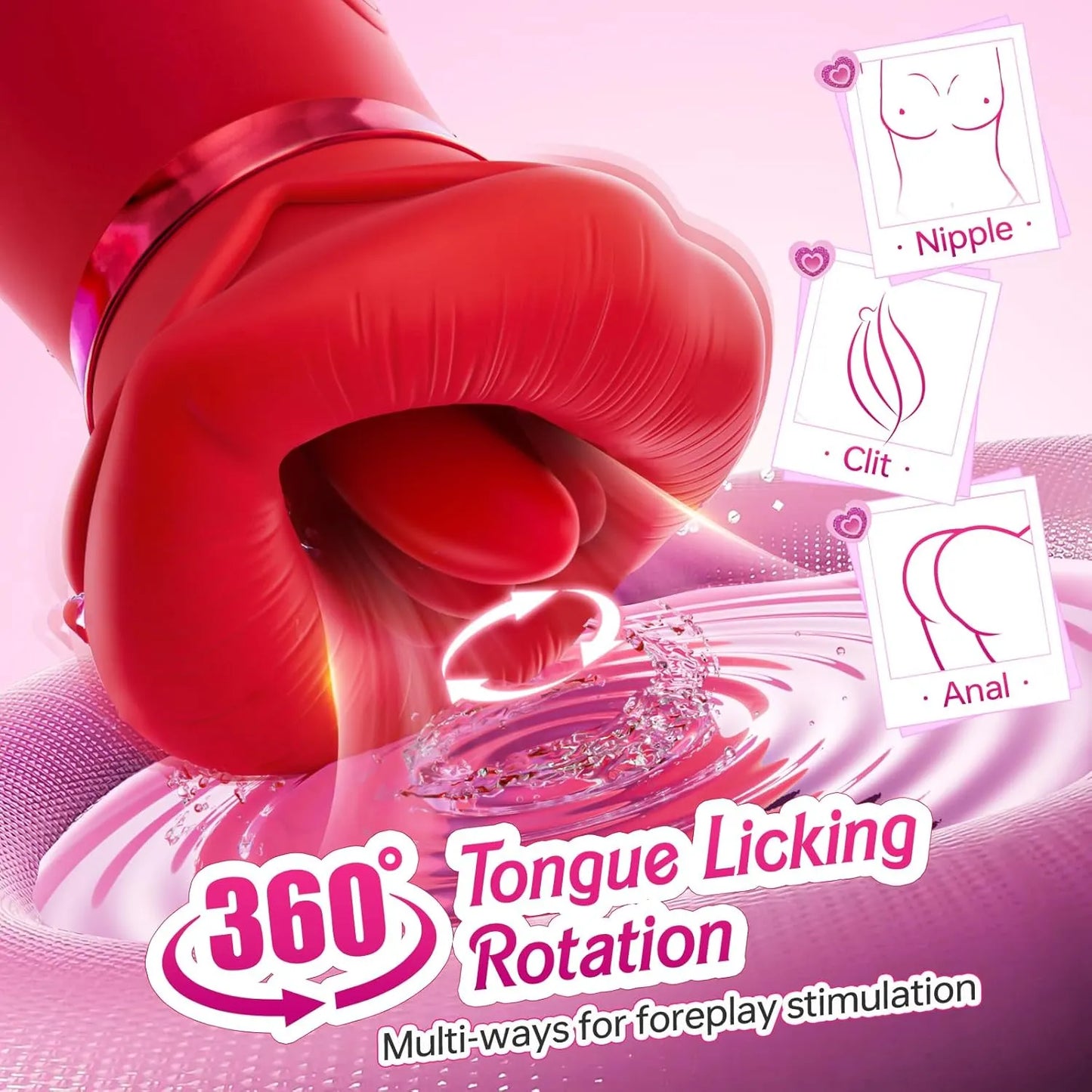 Vibrator Adult Sex Toys for Women - TooShy 5IN1 Mouth Sucking Vibrator Rose Sex Toy, 10 Tongue Licking, 3 Auto & 1 Manual Sucking Adult Toys New APP, Anal Clit Nipple Vibrators Female Couples Sex Toys