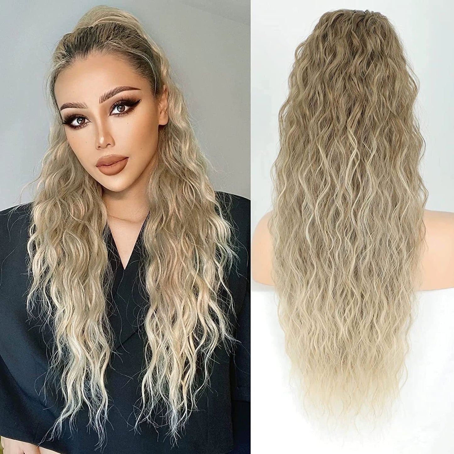 💖Clip-In Wave Ponytail Hair Extension Natural Fluffy African Style Wig💖