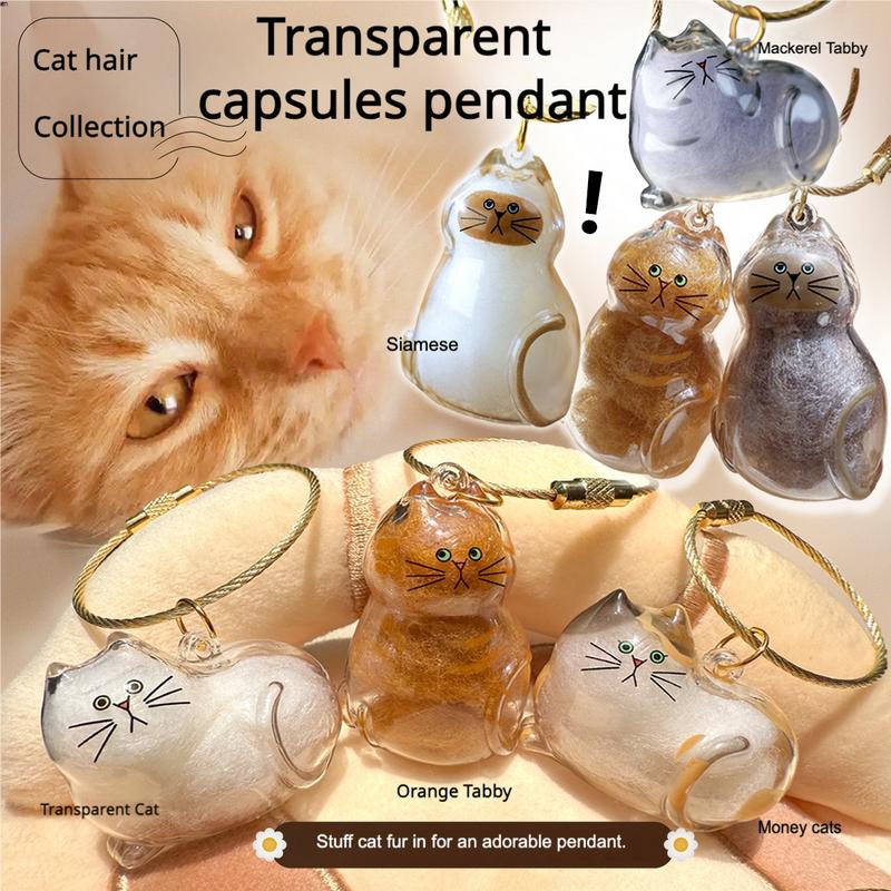 [Buy More Save More]10Pcs Cat Fur Collection Capsule, Cat Fur Memory Charm, Which Can Be Used as a Keychain