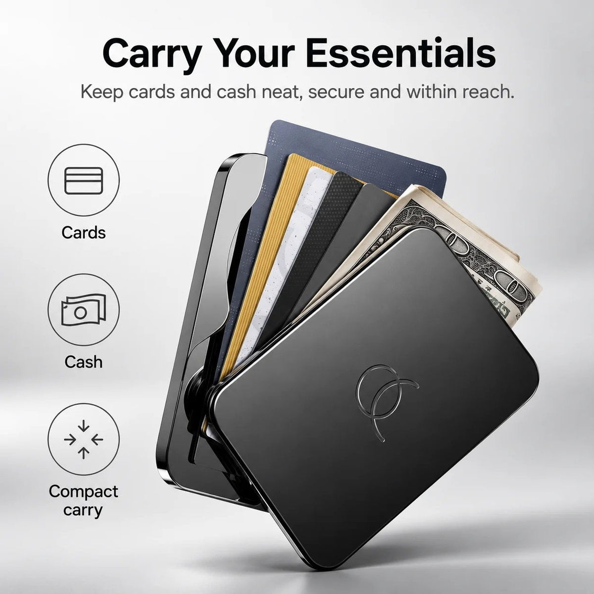 🧲 Magnetic Slim Metal Wallet ⚡ Quick Card Access & MagSafe Snap-On Card Holder
