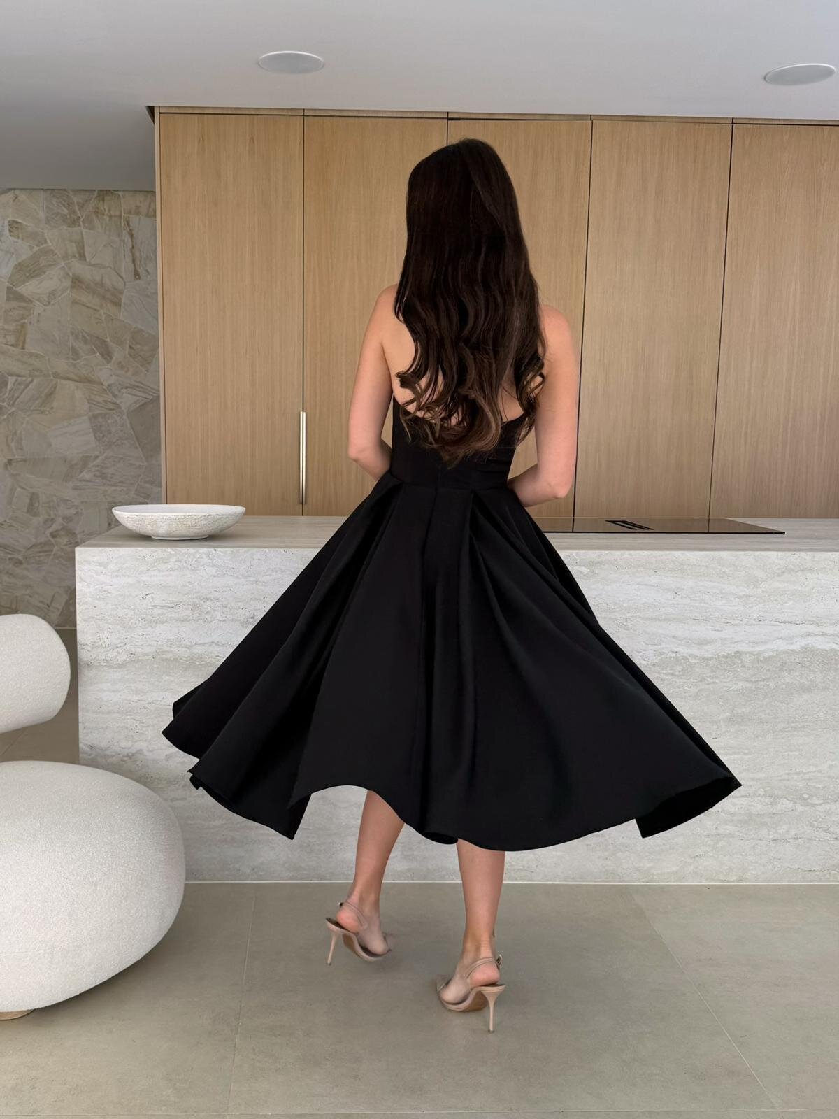 New Summer Solid Color Strapless Midi Dress