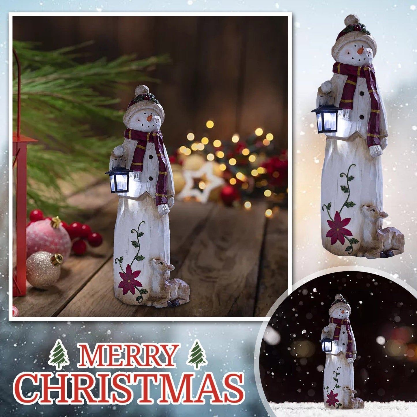 🔥49% OFF- Woodland Snowman Woodcarving - Bring solar lights!