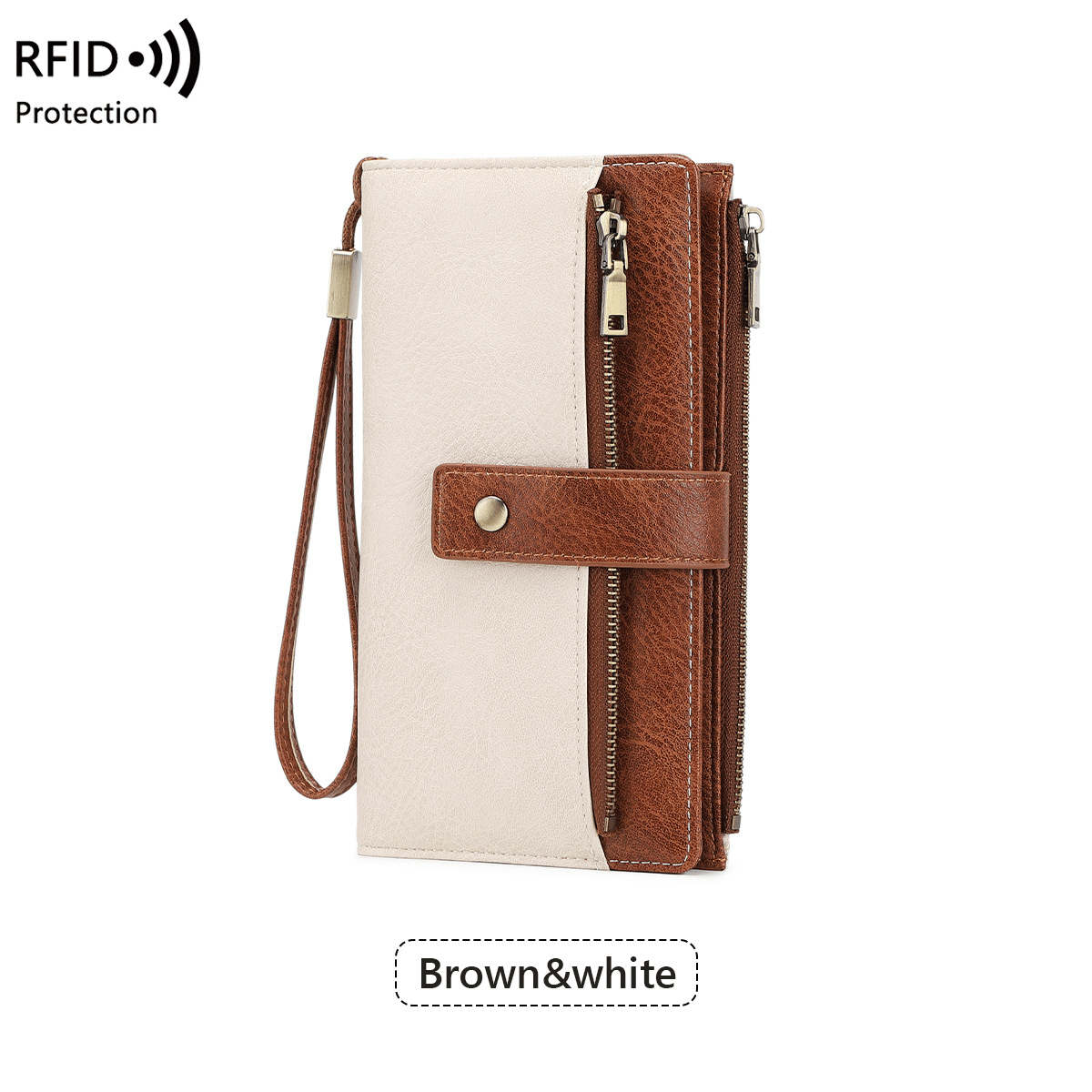 RFID anti-magnetic large-capacity long wallet, elegant solid color anti-theft leather wallet 👛