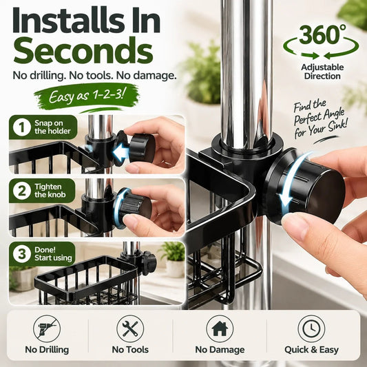 🔥HOT SALE🔥✨ Faucet Sink Organizer Rack – Keep Your Kitchen Sink Clean & Clutter-Free
