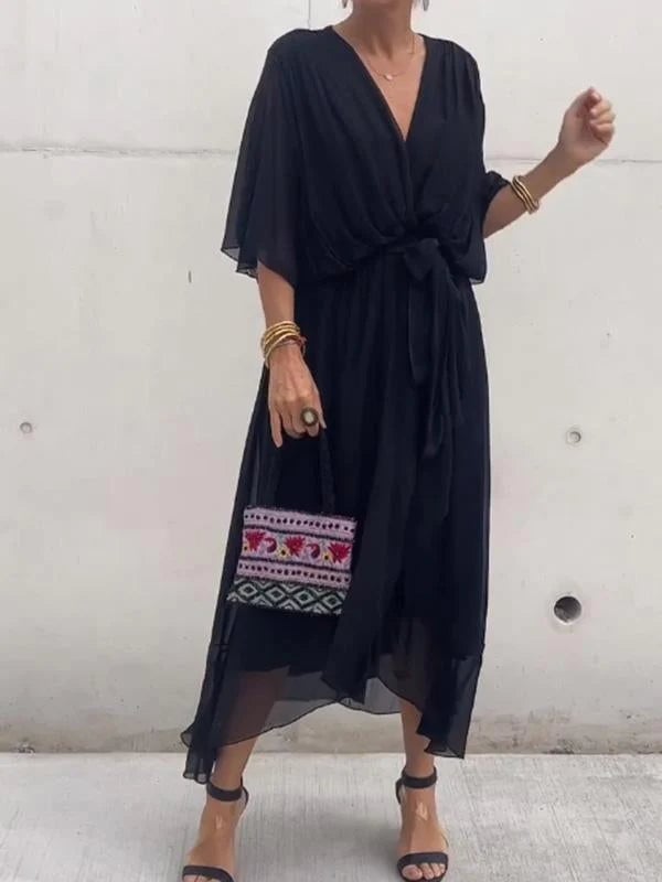 🔥🔥🔥Stylish and elegant V-neck maxi dress - Buy two and get free shipping!