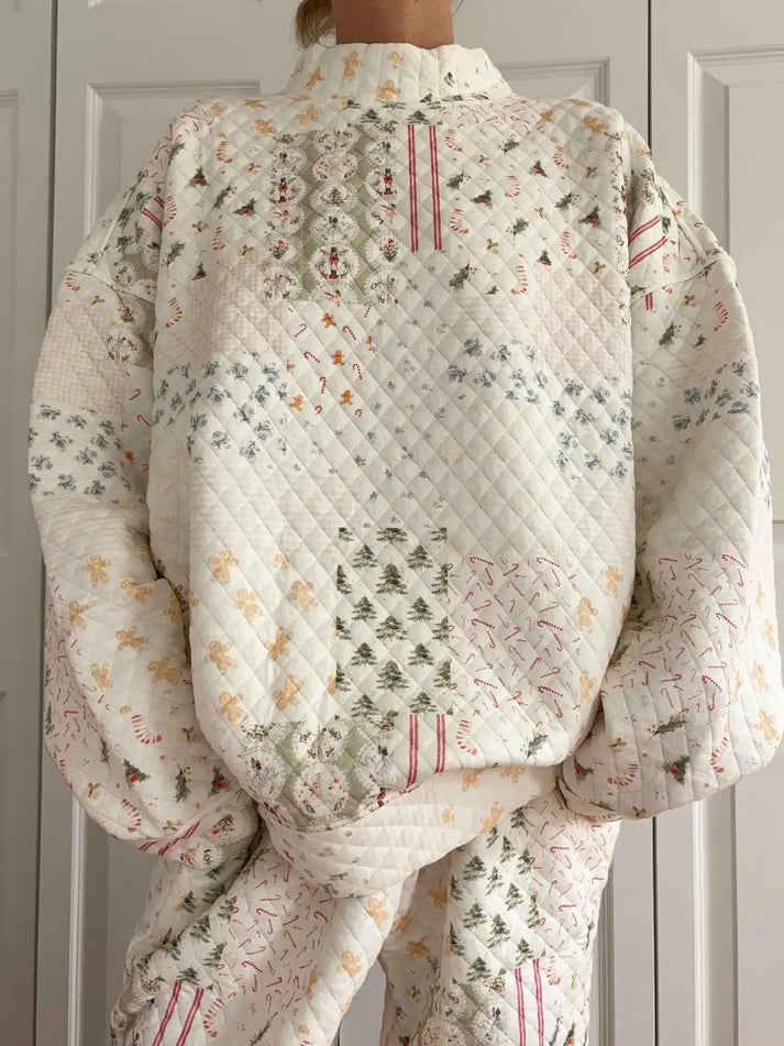 Christmas Holiday Quilted Mockneck Sweatshirt | Christmas Holiday Pattern main image 0