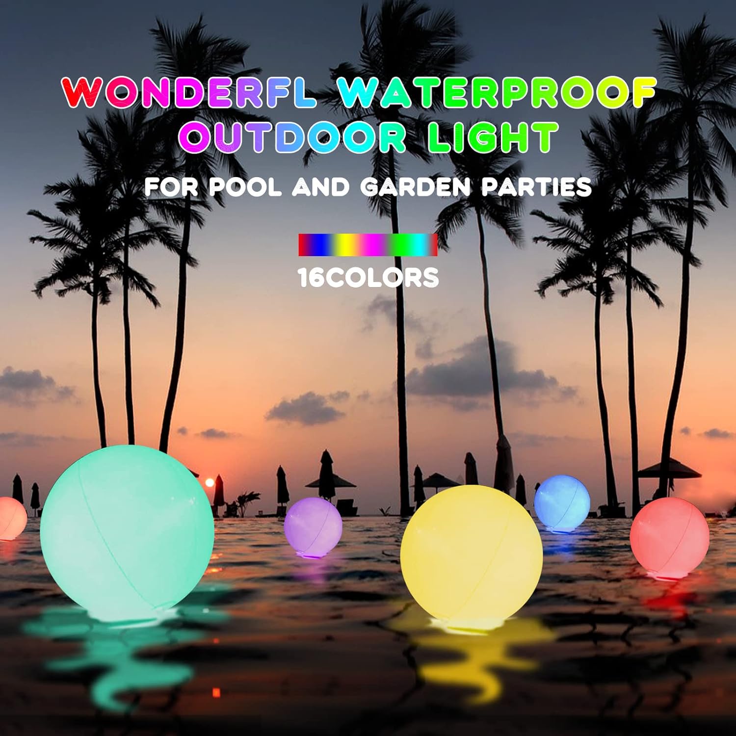 Pool Decoration🎉LED Light 16 Colors Luminous Beach Ball mysite