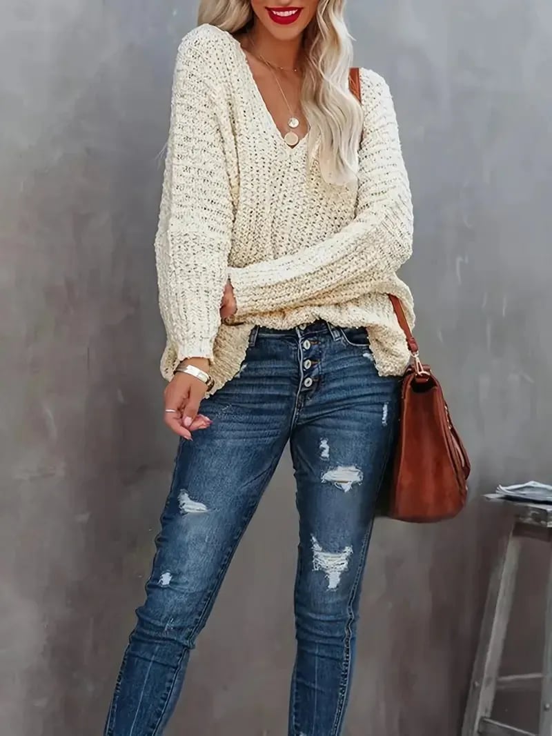 Women's Off-the-Shoulder Sweater Loose Lightweight Pullover Top