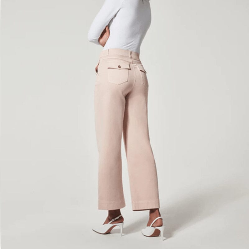 Women Stretch Tummy Control Twill Cropped Wide Leg Pant (BUY 2 FREE SHIPPING)