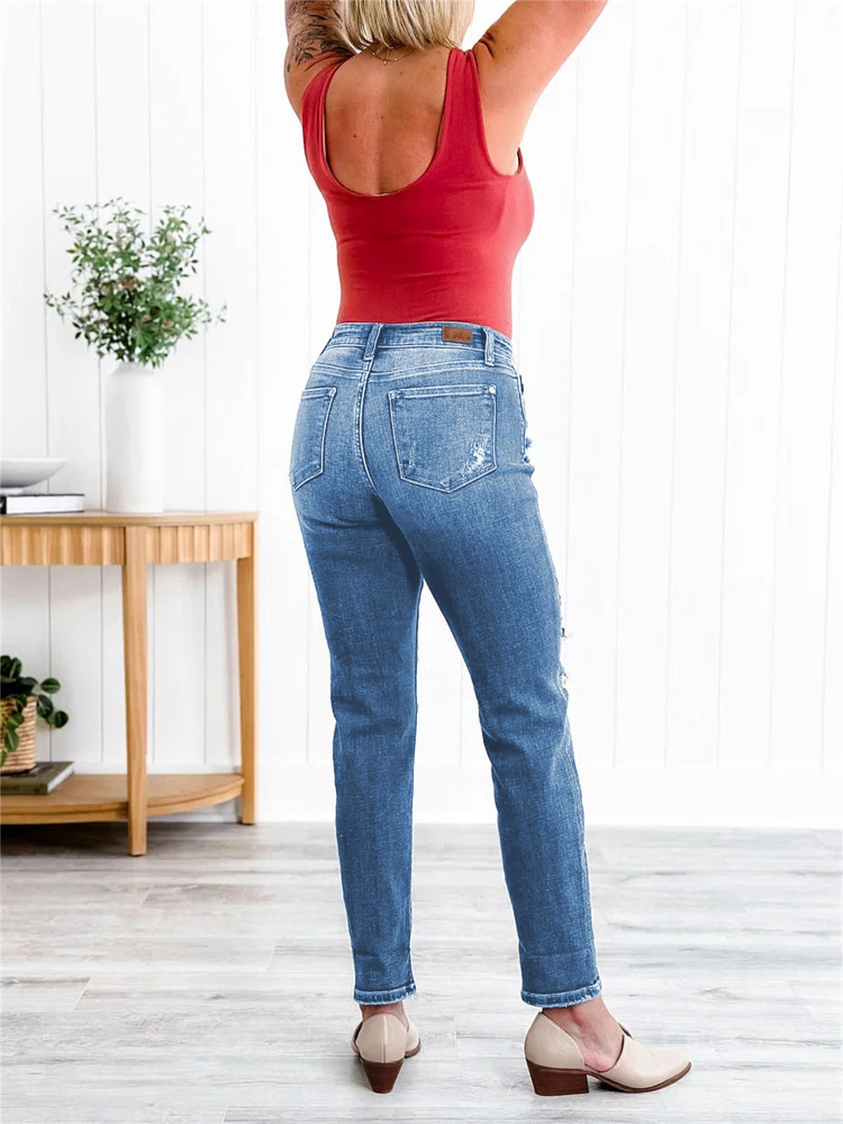 Tummy Control Distressed Cuffed Boyfriend Jeans (Buy 2 Free Shipping) mysite