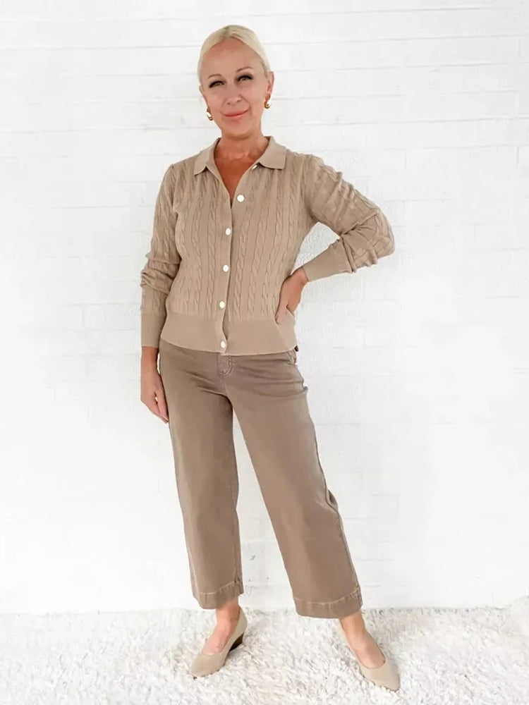 Tummy Control Twill Cropped Wide Leg Pant(Buy 2 Free Shipping)