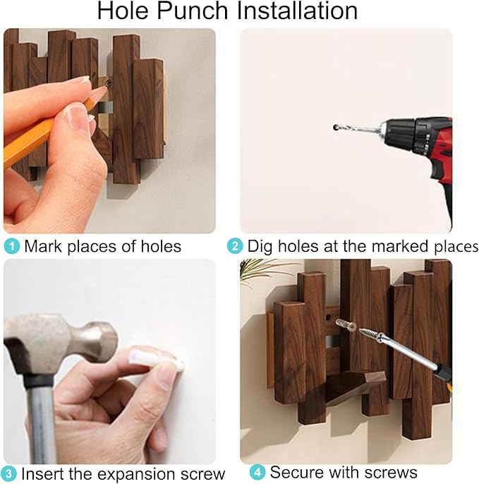 Wall-mounted wooden coat rack 🎹Piano key style design