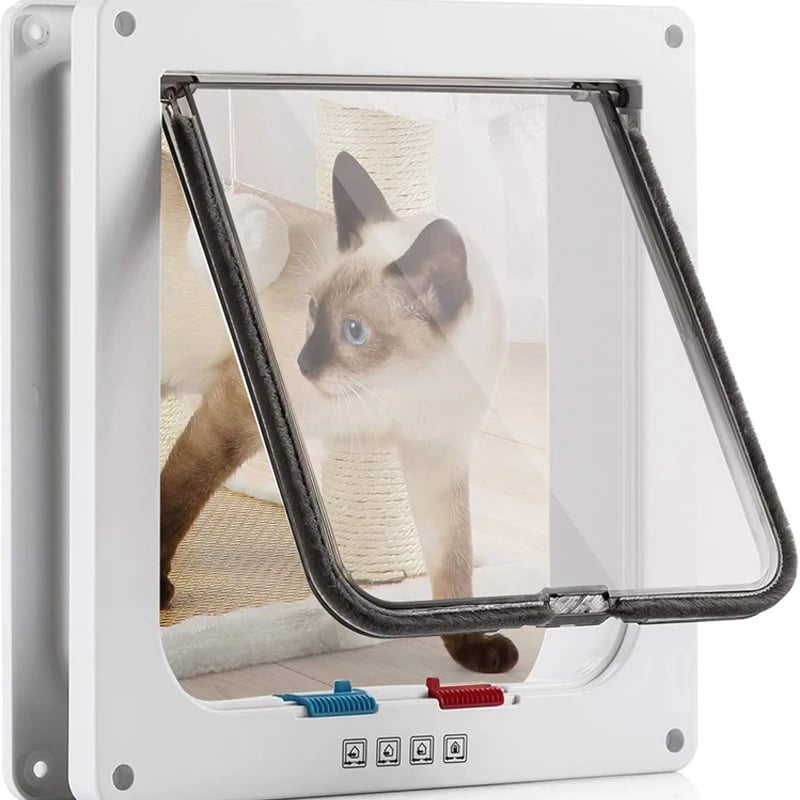 4 Way Security Lock Flap Door - Cat Flap Door for Interior Exterior Door