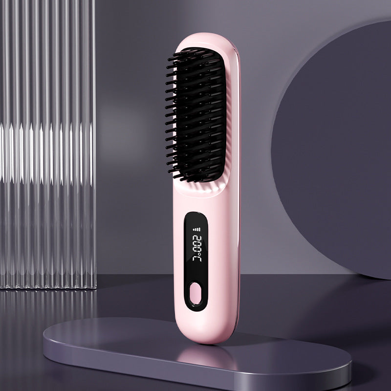 2-in-1 USB-Rechargeable Heated Hair Straightening Brush