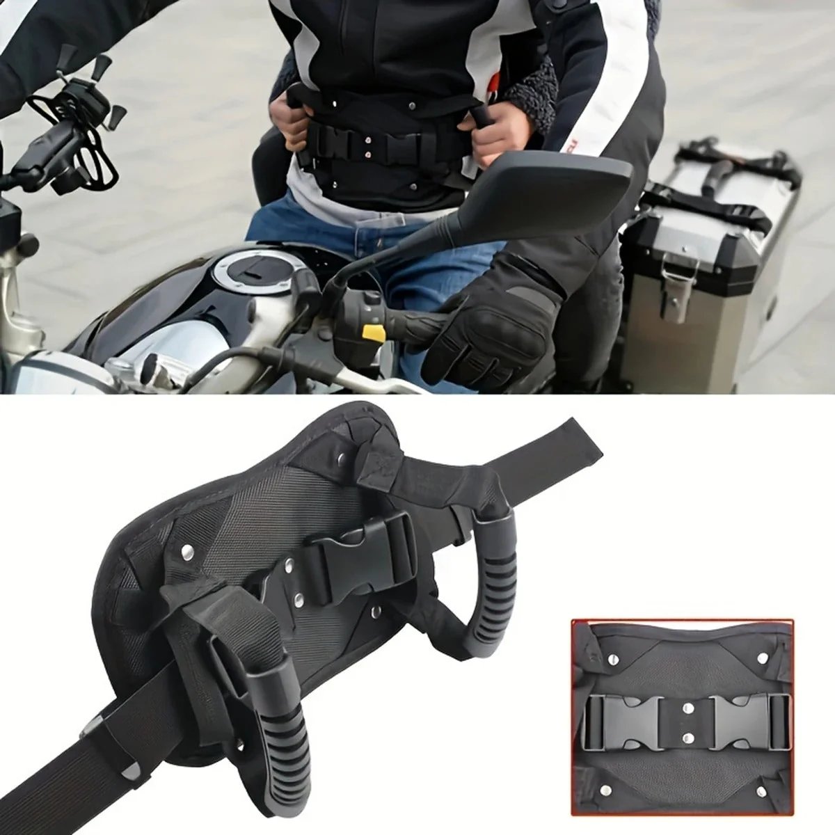 🏍️ Motorcycle Passenger Grip Belt | Wearable Pillion Hold Strap