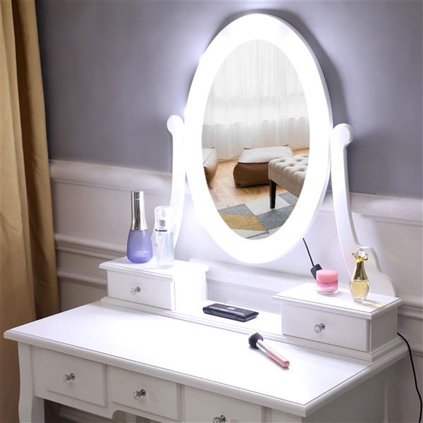 Elegant European-Style Vanity Set with Five Drawers and Lighted Mirror - Free shipping across the United States, delivery within 2-8 days uber7