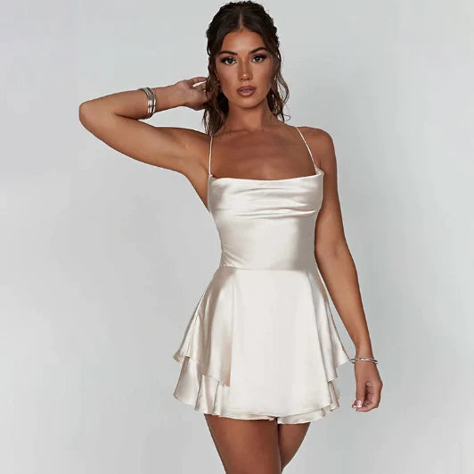 Backless Satin Dress - Buy two and get free shipping!