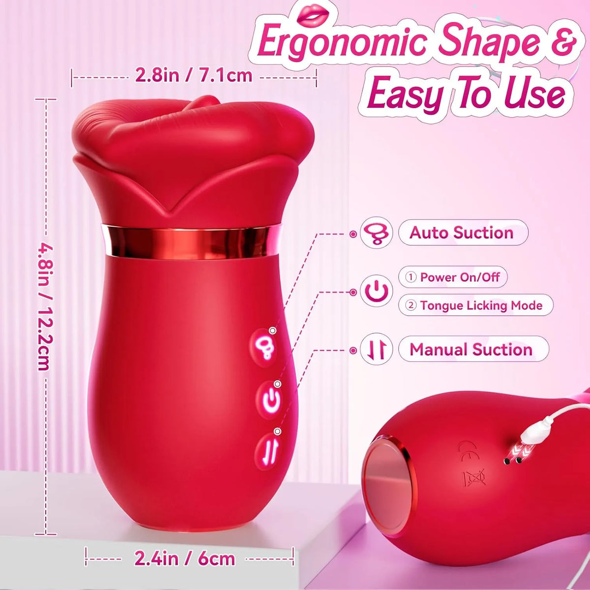 Vibrator Adult Sex Toys for Women - TooShy 5IN1 Mouth Sucking Vibrator Rose Sex Toy, 10 Tongue Licking, 3 Auto & 1 Manual Sucking Adult Toys New APP, Anal Clit Nipple Vibrators Female Couples Sex Toys