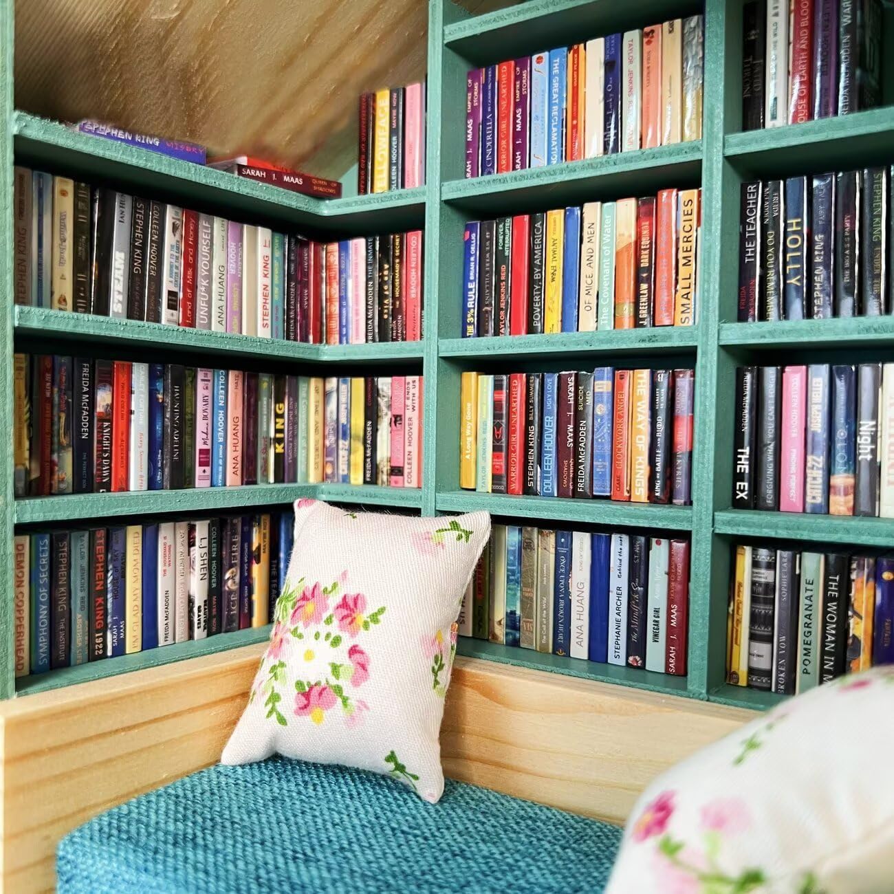 Miniature Anxiety Bookcase – An antique-style bookstore with tiny books