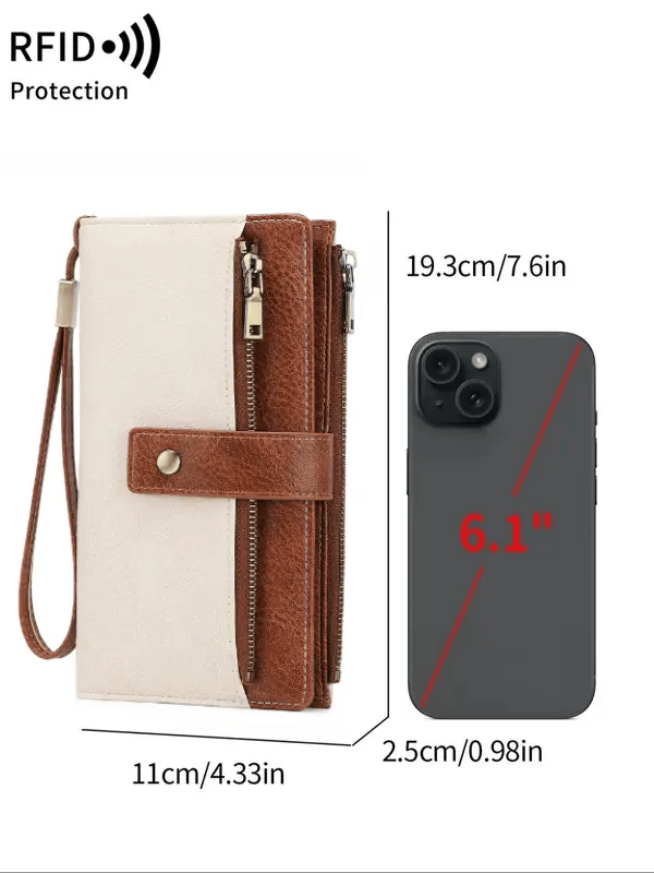RFID anti-magnetic large-capacity long wallet, elegant solid color anti-theft leather wallet 👛