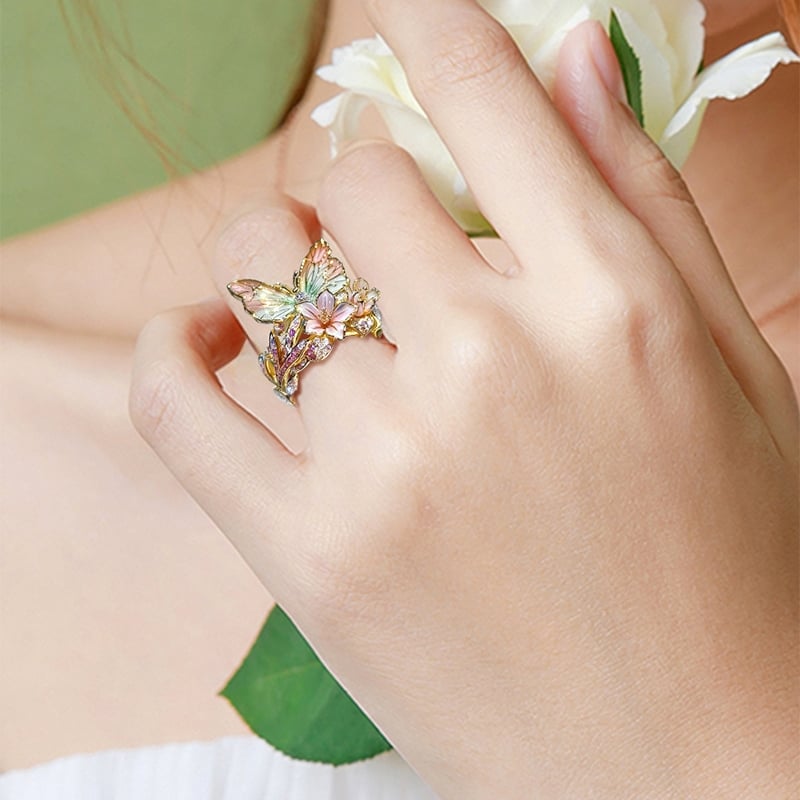 🔥Size Can Be Changed At Will 🌸Butterfly Flower Ring🌸