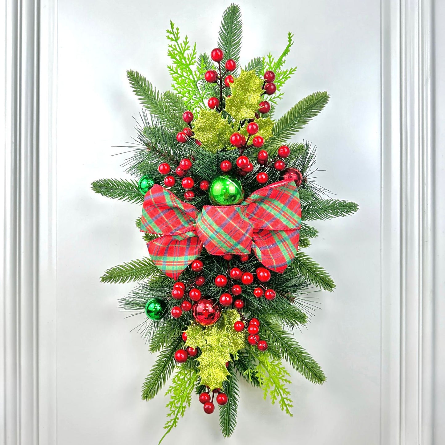 🌲Christmas Cordless Stairway Swag Teardrop Trim Wreath🎁