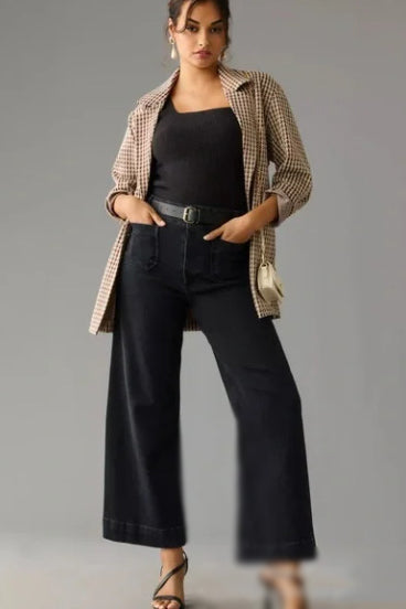 Tummy Control Cropped Wide-Leg Jeans(Buy two and get free shipping!)