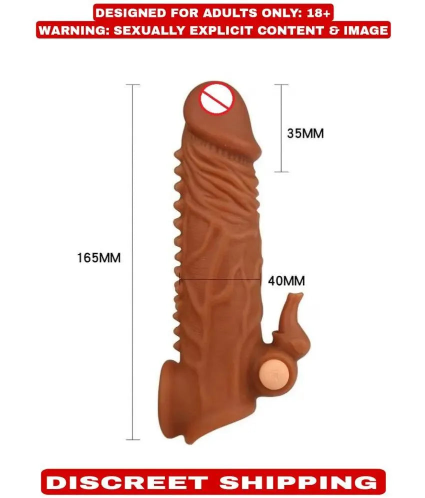 Men's Reusable Dragon Textured Silicone Sleeve with Vibration – Adjustable Personal Enhancement Sleeve