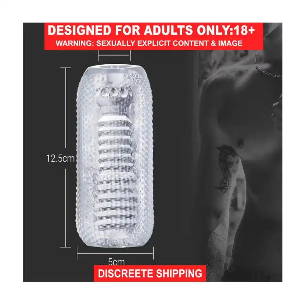 Transparent Textured Pocket Cup Massager for Men – Compact Personal Wellness Accessory