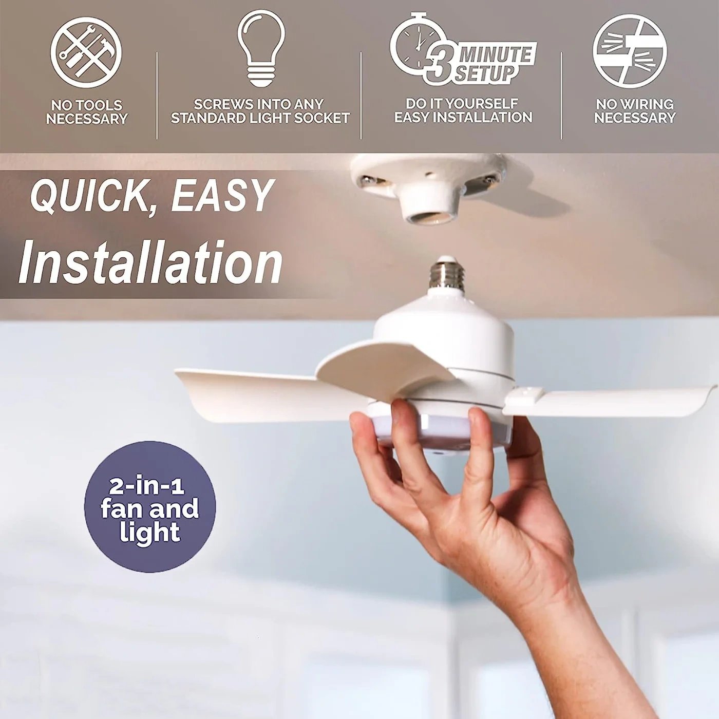 🔥Summer Sale 49% OFF🔥 Bright Cool Ceiling Socket Fan & Light with Remote Control