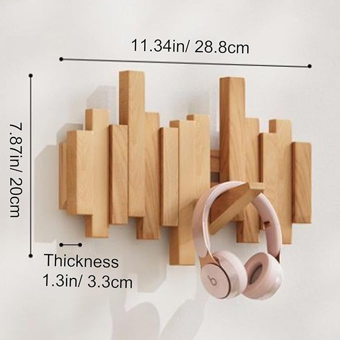 Wall-mounted wooden coat rack 🎹Piano key style design