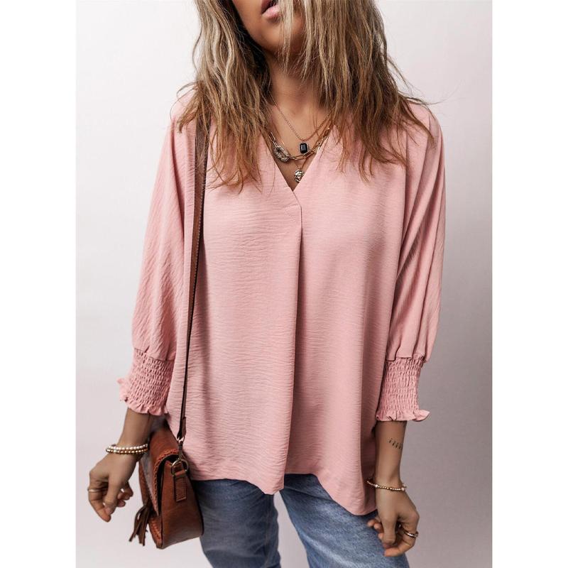 Womens Tunic Tops V Neck Casual Loose 3/4 Sleeve Shirts Dressy Blouses Tops Overiszed T Shirts