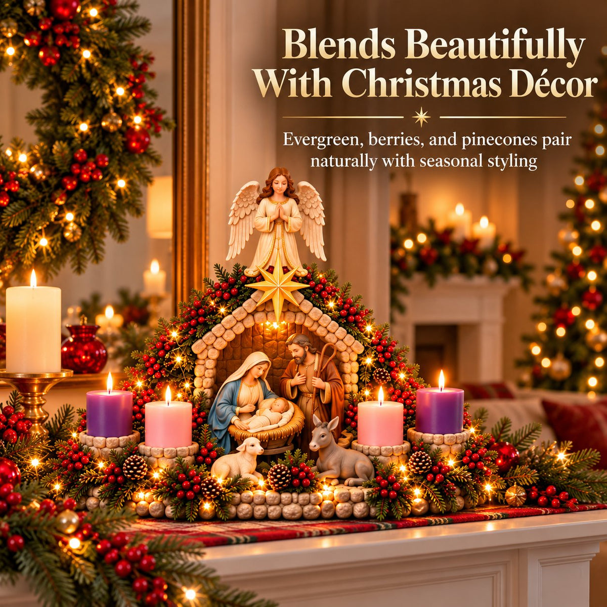 Nativity Christmas Candle Centerpiece