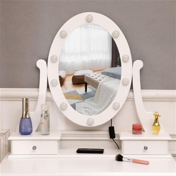 Elegant European-Style Vanity Set with Five Drawers and Lighted Mirror - Free shipping across the United States, delivery within 2-8 days uber7