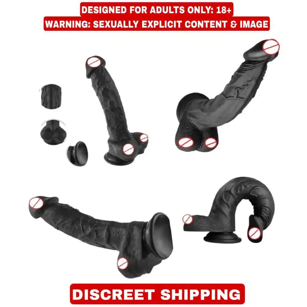 9 Inch Premium Silicone Suction Base Massager – Black Personal Wellness Device