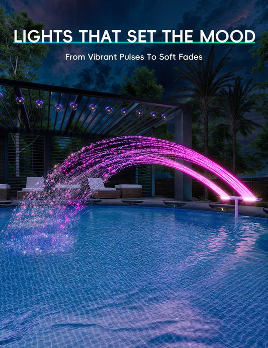 Solar Pool Fountain with Lights Dual Arc Above/Inground Pool Fountain Lights with...