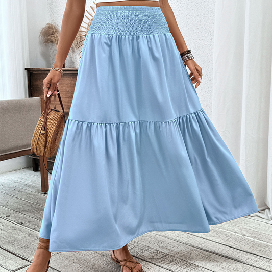 Floral print three-layer patchwork long skirt items and get ！