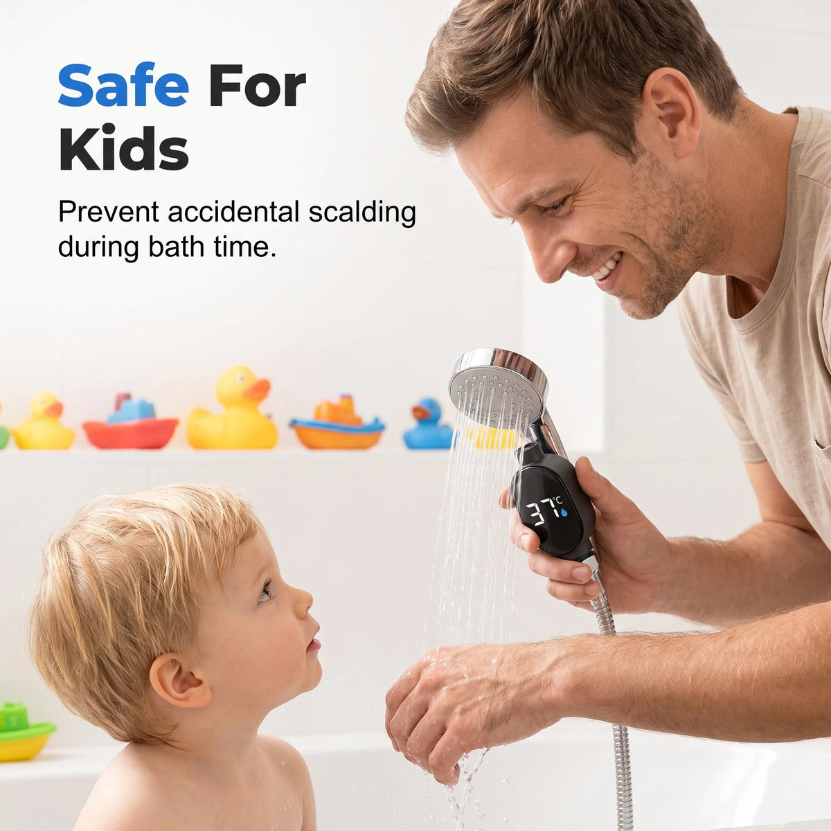 🚿 Intelligent LED Shower Thermometer | 360° Rotating Display