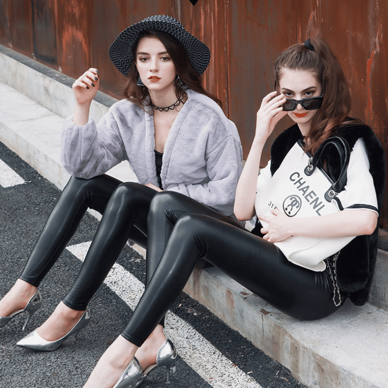 S-shaped PU Leather Leggings - Buy 2, Get Free Shipping!