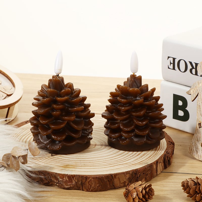 🔥Flameless Pinecone Candles Battery Operated with 6 Hour Timer