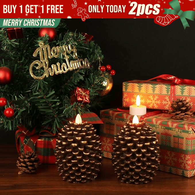 🔥Flameless Pinecone Candles Battery Operated with 6 Hour Timer