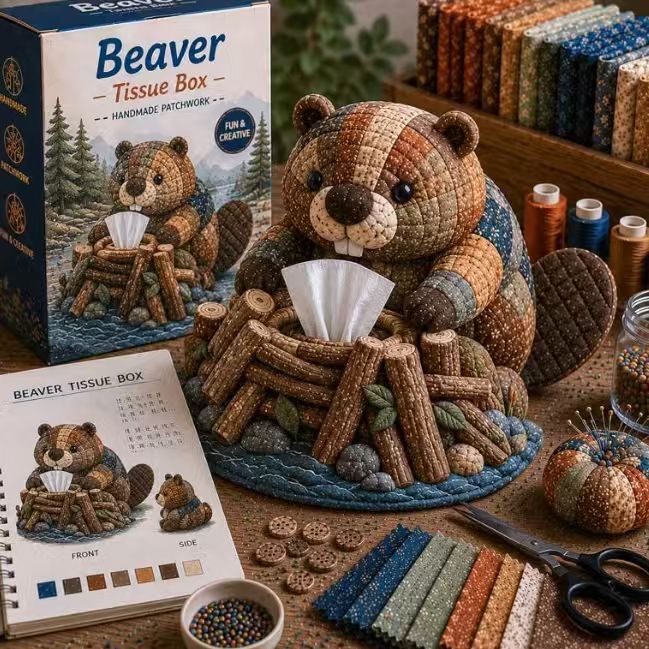 🧵DIY Patchwork-Style Animal Sewing Kit for Tissue Box💙