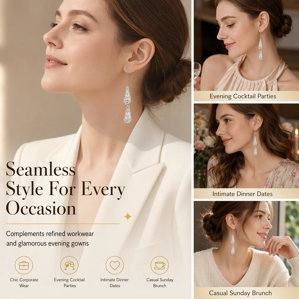 ✨ Two-Way Waterdrop Tassel Earrings - Convertible Zircon Drop Earrings 💎