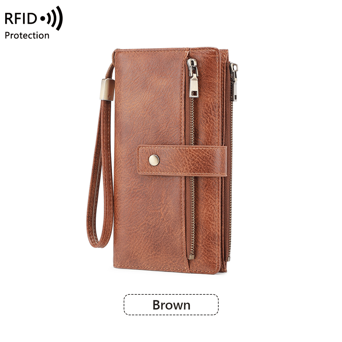 RFID anti-magnetic large-capacity long wallet, elegant solid color anti-theft leather wallet 👛