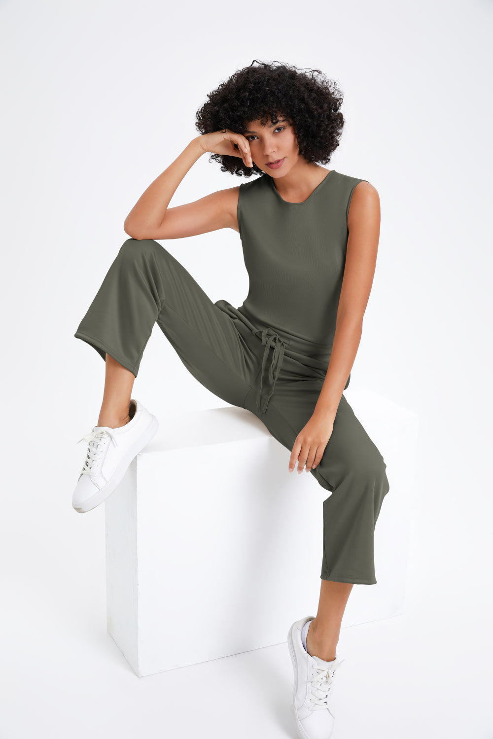 Slim casual women's sleeveless solid color v-neck trousers jumpsuit - Buy two and get free shipping! mysite