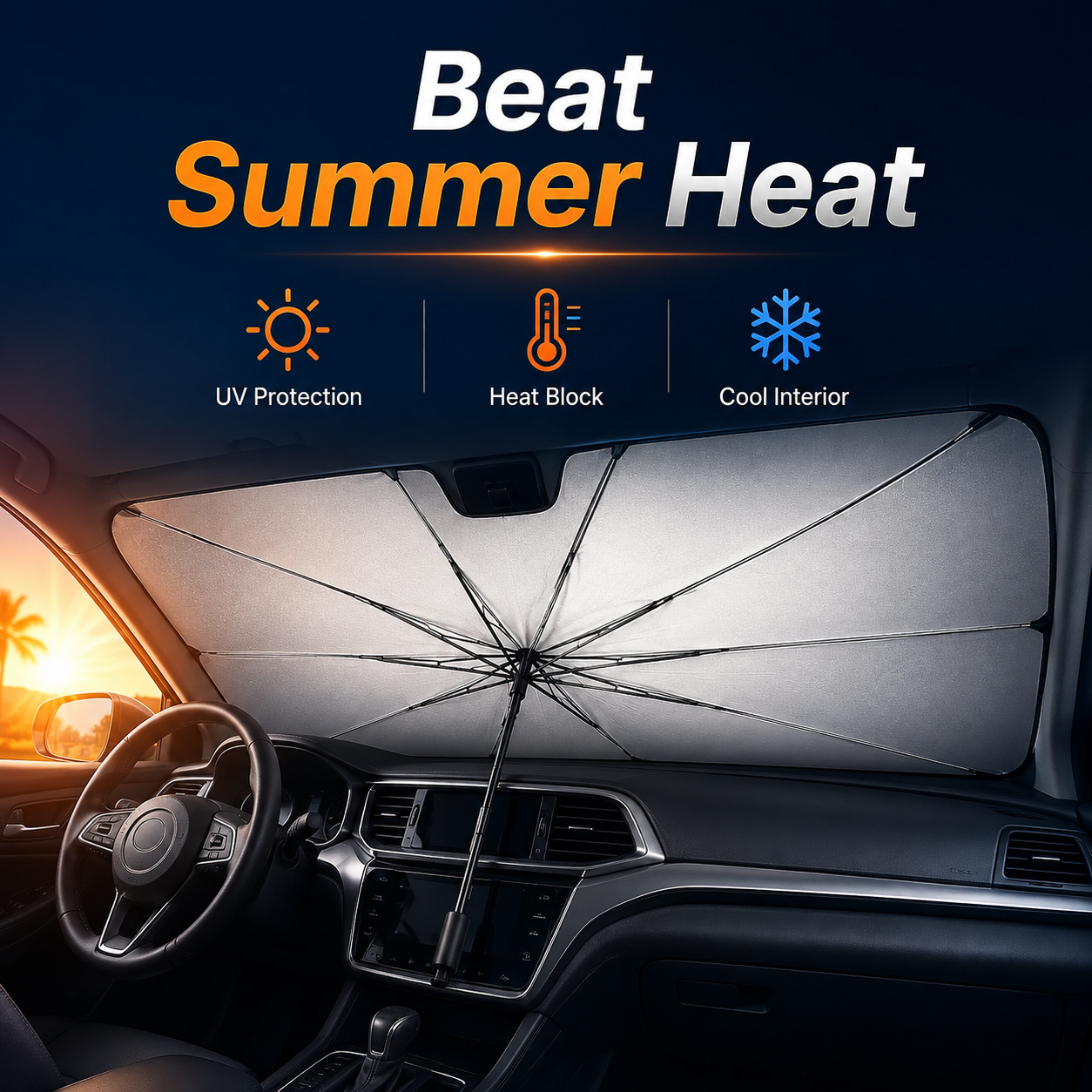 ✨️2026 Upgraded Car Windshield Sun Shade Umbrella