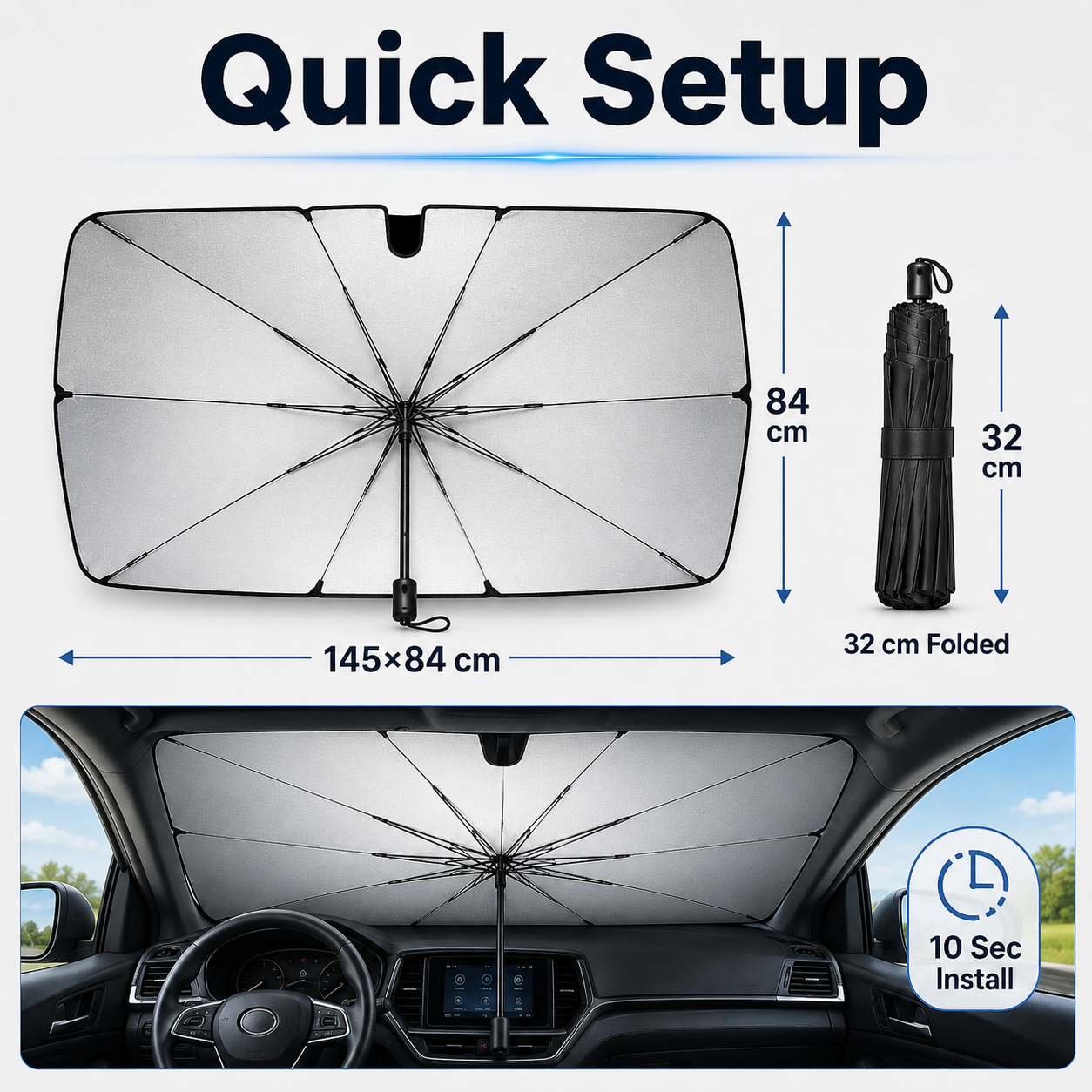 ✨️2026 Upgraded Car Windshield Sun Shade Umbrella