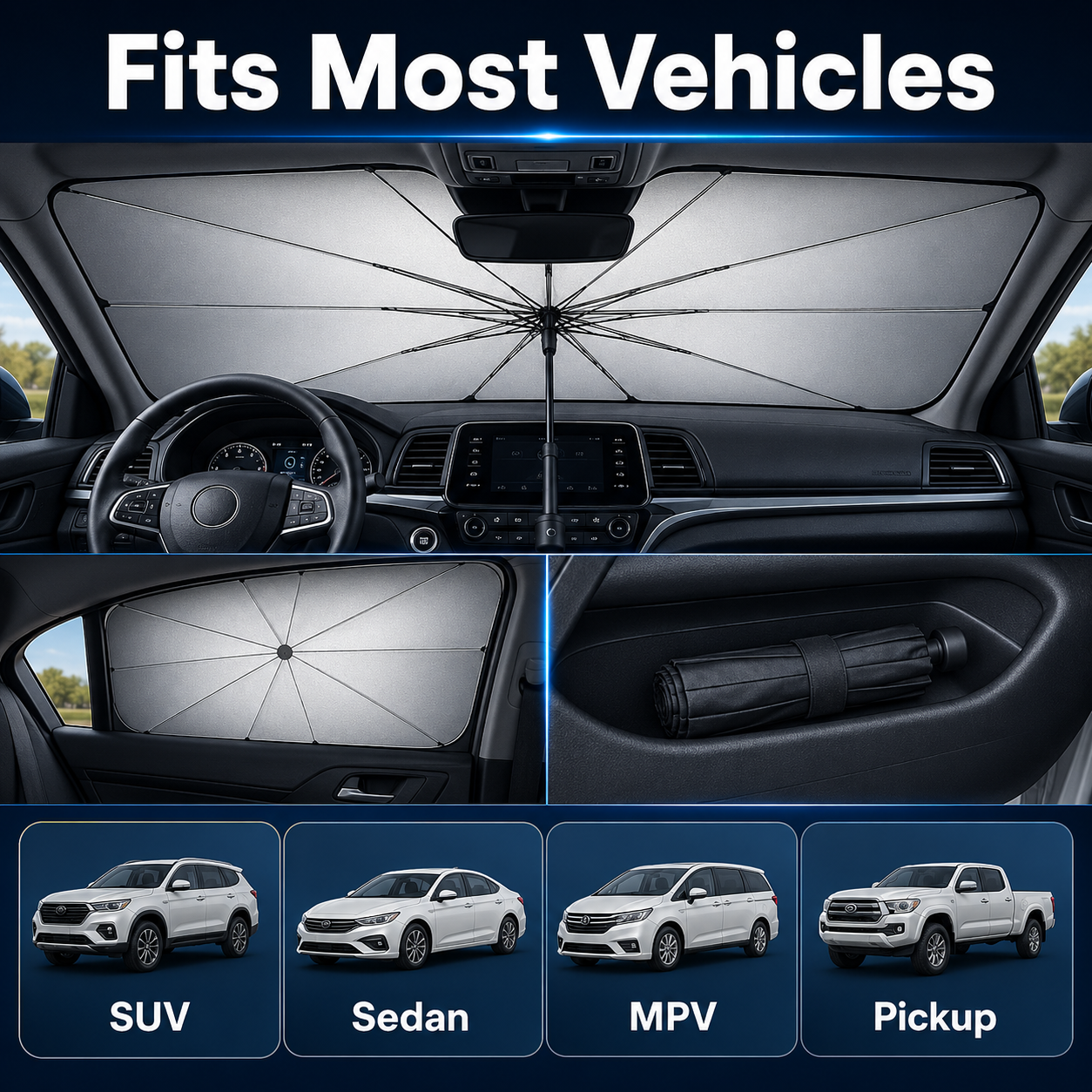 ✨️2026 Upgraded Car Windshield Sun Shade Umbrella